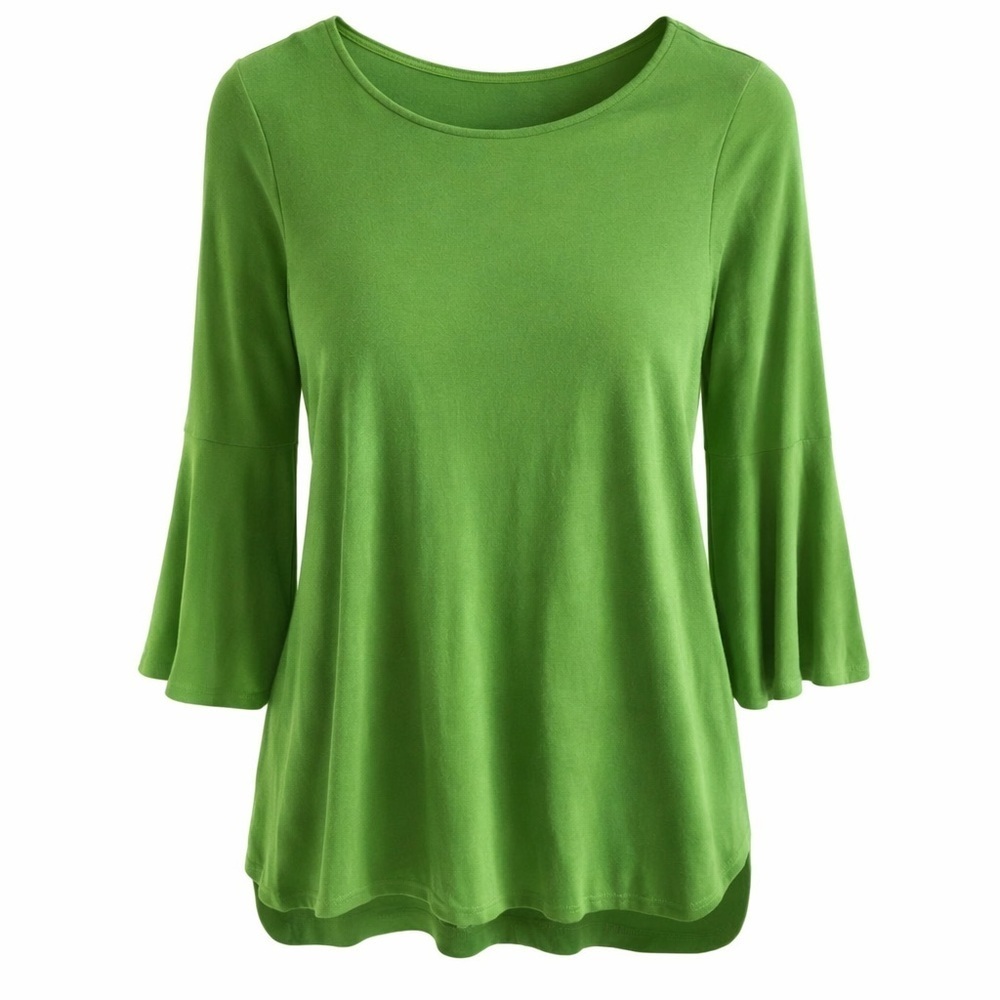 CROWN & Ivy Trumpet‎ Sleeves Green Spring Shirt Size Small